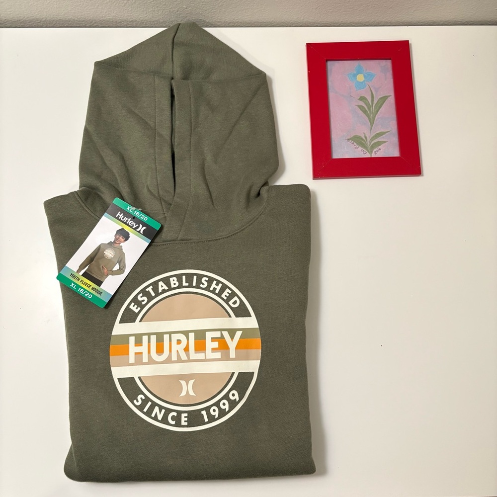 Hurley Youth Fleece Hoodie ,Green, Size XL 18/20, NWT